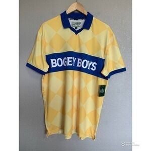 Bogey Boys Athletic Golf Polo Shirt Size Large Yellow Checkered Short Sleeve